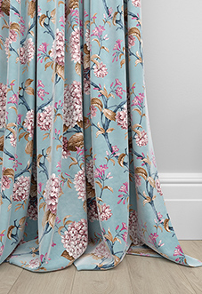 Bouquet Velvet, Cornflower - Made to Measure Curtain